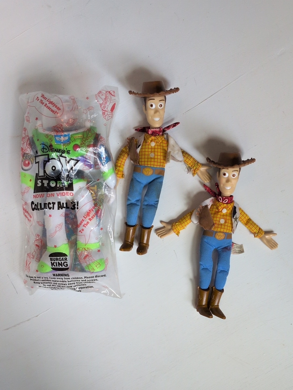 Vintage Disney Toy Story Buzz Lightyear & Woody Plush - Burger King Toy